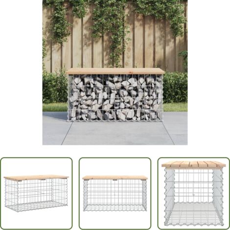 vidaXL Seduta all'aperto -  Panca Giardino Design Gabbione 83x44x42 cm Legno Massello Pino