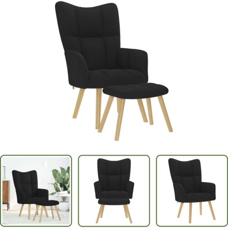 vidaXL Seduta Comfort -  Poltrona Relax con Poggiapiedi Nera in Tessuto