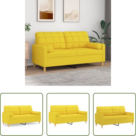 vidaXL Seduta confortevole -  Divano a 2 Posti con Cuscini Giallo Chiaro 140 cm in Tessuto