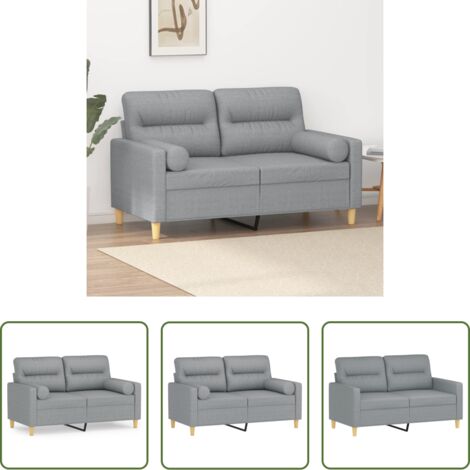 vidaXL Seduta confortevole -  Divano a 2 Posti con Cuscini Grigio Chiaro 120 cm in Tessuto