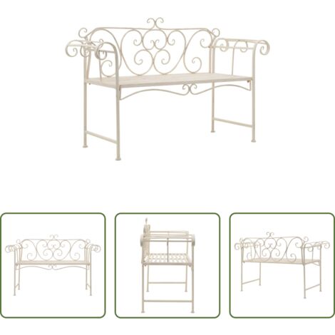 vidaXL Seduta da giardino -  Panchina da Giardino 132 cm in Metallo Bianco Anticato