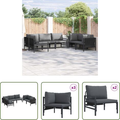 vidaXL Seduta da giardino -  Set Divano da Giardino con cuscino 6 pcs Antracite Acciaio