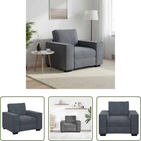 vidaXL Seduta -  Divano Sedia Grigio Scuro 100x78x84 cm Velluto