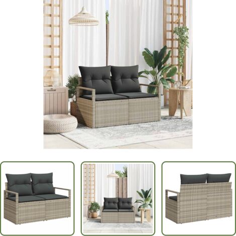 vidaXL Seduta esterna -  Divano da giardino con cuscino 120 x 62 x 69 cm. polyrattan