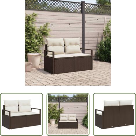 vidaXL Seduta esterna -  Divano da giardino con cuscino 120 x 62 x 69 cm. polyrattan