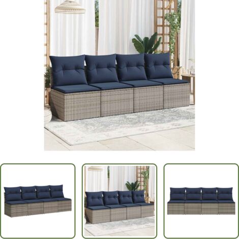 vidaXL Seduta esterna -   Divano da giardino  Grigio 220 x 62 x 69cm polyrattan