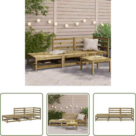 vidaXL Seduta esterna -  Divano Giardino con Poggiapiedi 2 Sedute Legno Impregnato Pino