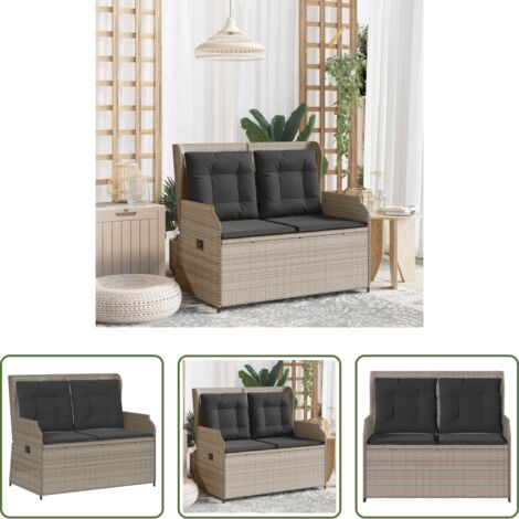 vidaXL Seduta esterna -  Panchina da giardino Grigio chiaro polyrattan