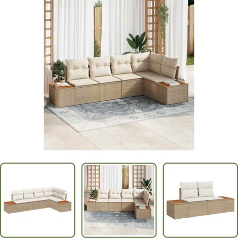 vidaXL Seduta esterna - Set Divano da Giardino 5 pcs beige e panna Poly Rattan