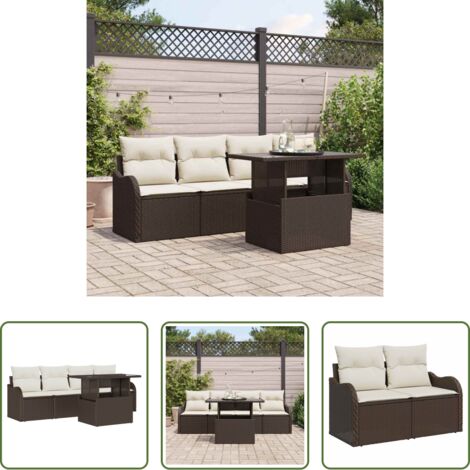 vidaXL Seduta esterna -  Set Divano da Giardino 5 pcs Marrone Rattan in Polipropilene