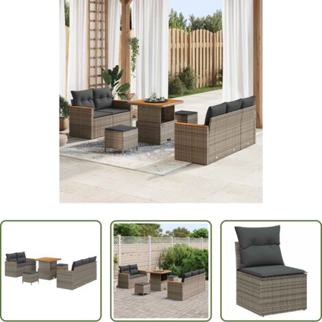 vidaXL Seduta esterna -  Set Divano da Giardino 8 pcs Grigio polyrattan