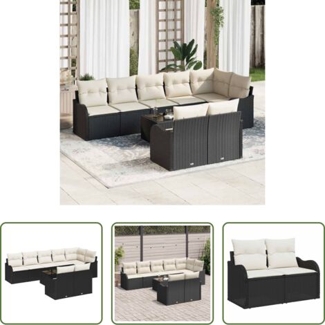 vidaXL Seduta esterna -  Set Divano da Giardino Nero polyrattan