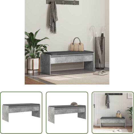 vidaXL Seduta in legno -  Panca per ingresso con cuscino Grigio cemento 103 x 38 x 40 cm