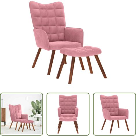 vidaXL Seduta in velluto -  Poltrona Relax con Poggiapiedi Rosa in Velluto