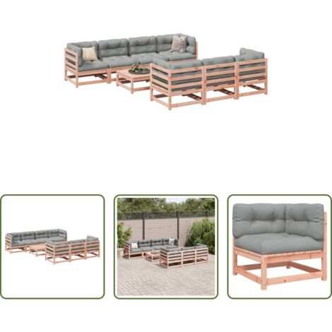 vidaXL Sedute angolari -  Set Divani da Giardino 8 pz con Cuscini Massello Abete Douglas