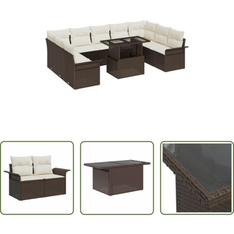 vidaXL Sedute da esterno -  Set Divano da Giardino 10 pcs Marrone Rattan in Polipropilene
