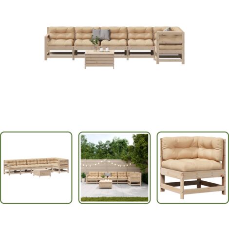 vidaXL Sedute da esterno -  Set Salotto Giardino 7 pz Cuscini Antracite Legno Massello Pino