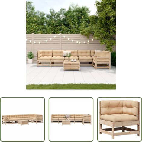 vidaXL Sedute da esterno -  Set Salotto Giardino 7 pz Cuscini Antracite Legno Massello Pino