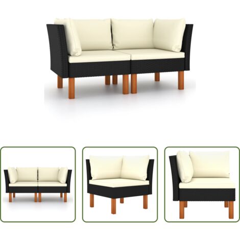 vidaXL Sedute da giardino -  Poltrone Angolari 2 pz Polyrattan e Legno Massello di Eucalipto