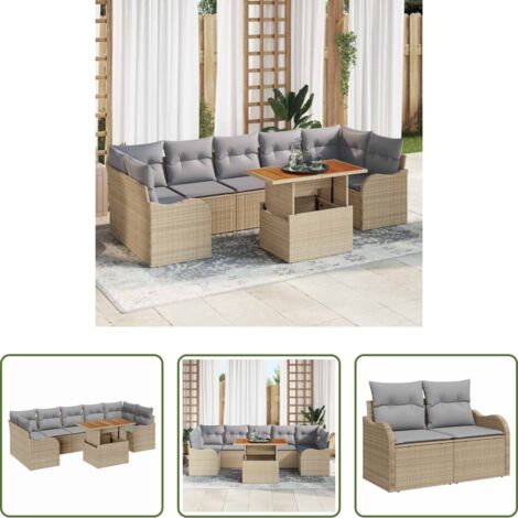 vidaXL Sedute da giardino -  Set Divano da Giardino 8 pcs Beige Poly Rattan