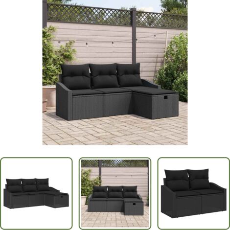 vidaXL Sedute esterne -  Set di divani con cuscino 4 pcs polyrattan