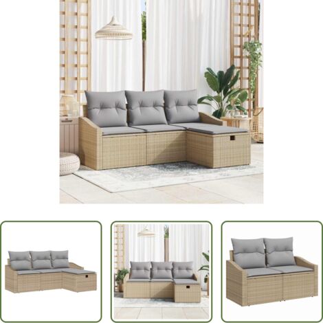 vidaXL Sedute esterne -  Set di divani con cuscino 4 pcs polyrattan