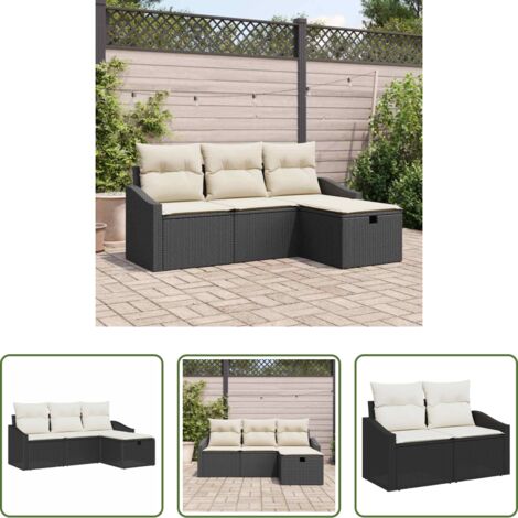 vidaXL Sedute esterne -  Set di divani con cuscino 4 pcs polyrattan