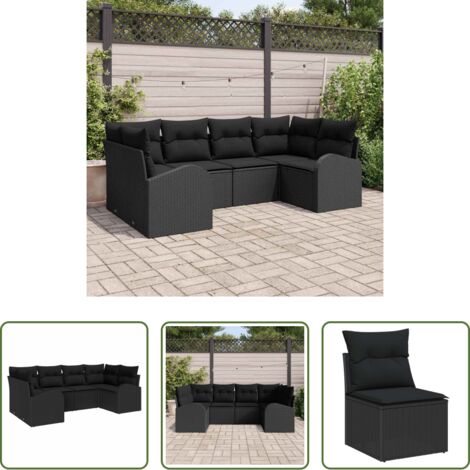 vidaXL Sedute esterne -  Set Divano da Giardino 6 pcs Nero Rattan in Polipropilene