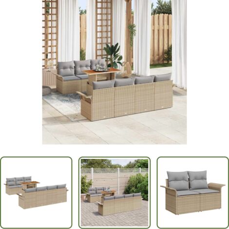 vidaXL Sedute esterne -  Set Divano da Giardino 8 pcs Beige Poly Rattan