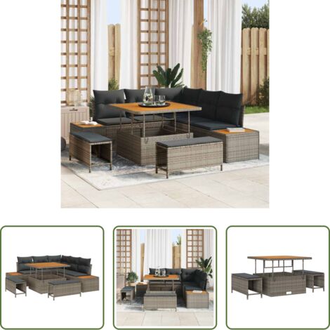 vidaXL Sedute esterne -  Set Divano da Giardino 8 pcs Grigio polyrattan