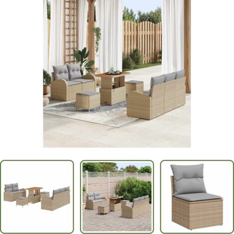 vidaXL Sedute esterne -  Set Divano da Giardino con cuscino 8 pcs Beige e Grigio Chiaro