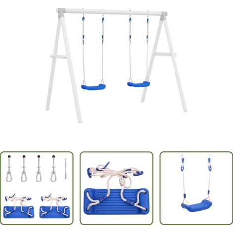 vidaXL Seggiolini per bambini -  Seggiolini per Altalena con Corde 2 pz Blu 37x15 cm Polietilene