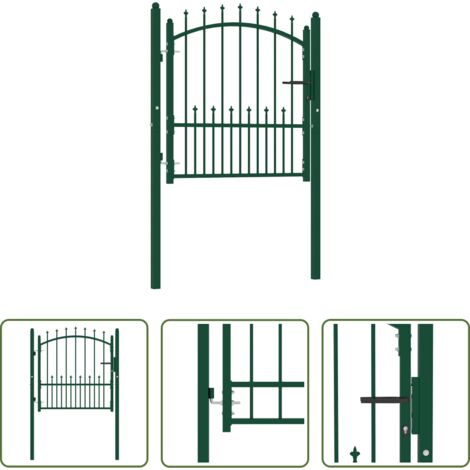 vidaXL Seguridad en el jardín -  Puerta de valla Emmen con pinchos de acero, 104x97 cm, verde