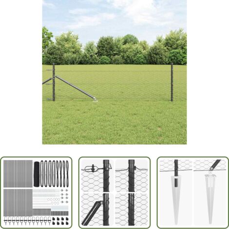 vidaXL Seguridad exterior -  Poste de Valla Gris 100 x 0,4 m (malla de 36 mm) Acero y PVC