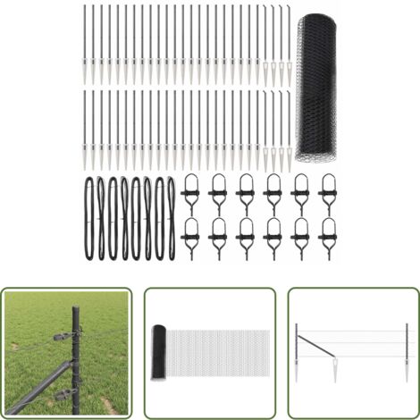 vidaXL Seguridad exterior -  Poste de Valla Gris 100 x 0,5 m (malla de 25 mm) Acero y PVC