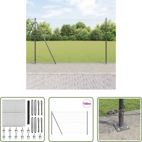 vidaXL Seguridad exterior -  Poste de Valla Gris 100 x 1,4 m (malla de 25 mm) Acero y PVC
