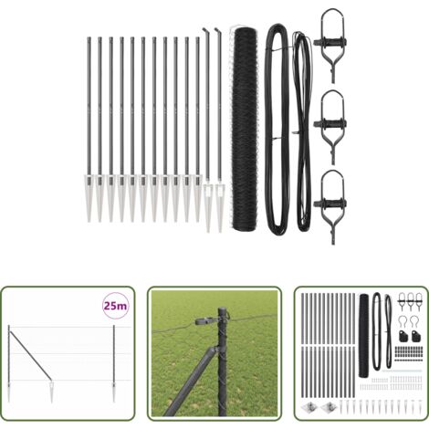 vidaXL Seguridad exterior -  Poste de Valla Gris 25 x 1,4 m (malla de 50 mm) Acero y PVC