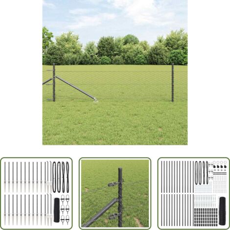 vidaXL Seguridad exterior -  Poste de Valla Gris 50 x 0,5 m (malla de 36 mm) Acero y PVC