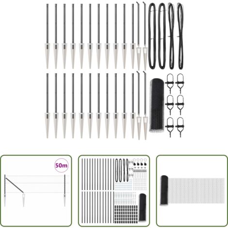 vidaXL Seguridad exterior -  Poste de Valla Gris 50 x 0,6 m (malla de 25 mm) Acero y PVC