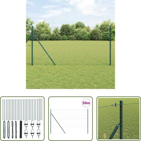 vidaXL Seguridad exterior -  Poste de Valla Gris 50 x 1,2 m (malla de 25 mm) Acero y PVC
