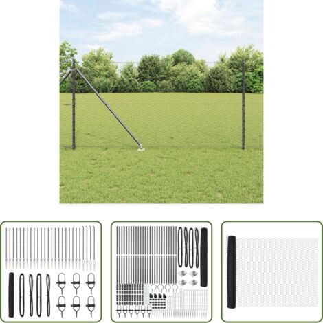vidaXL Seguridad exterior -  Poste de Valla Gris 50 x 1,4 m (malla de 36 mm) Acero y PVC