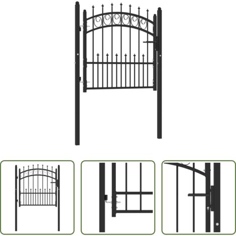 vidaXL Seguridad -  Puerta de valla Emmen con pinchos de acero, 104x87 cm, negro