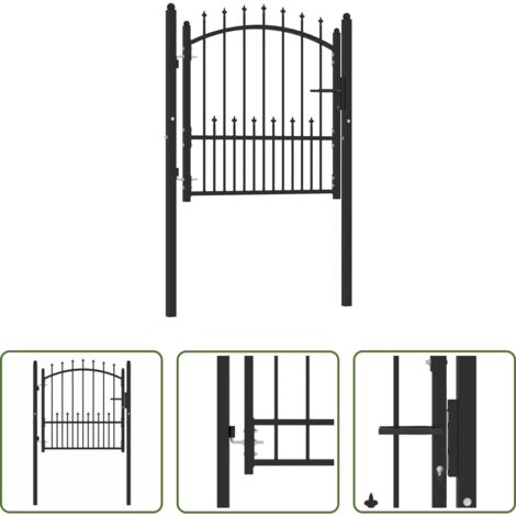 vidaXL Seguridad -  Puerta de valla Emmen con pinchos de acero, 104x97 cm, negro