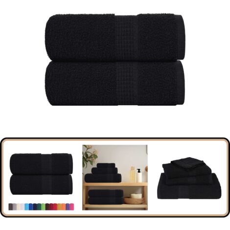 vidaXL Seiftücher 2 Stk. Schwarz 30x30 cm 360 g/m² 100% Baumwolle