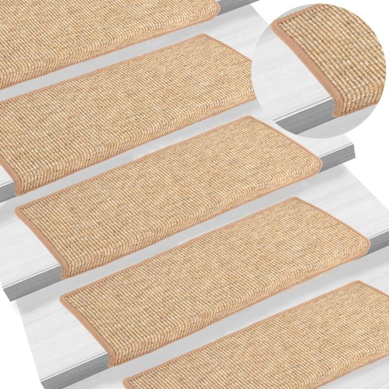 Vidaxl - Stair Mats 15 Pcs 65x21x4 Cm Light Brown Rectangular Edge