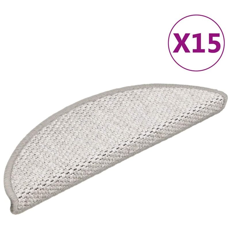 Stair Mats Self-adhesive Sisal-look 15 Pcs 56x17x3 Cm Platina Vidaxl
