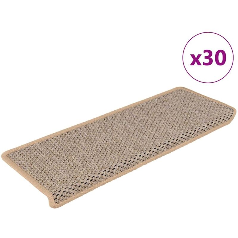 Stair Mats Self-adhesive Sisal-look 30 Pcs 65x21x4 Cm Light Beige Vidaxl