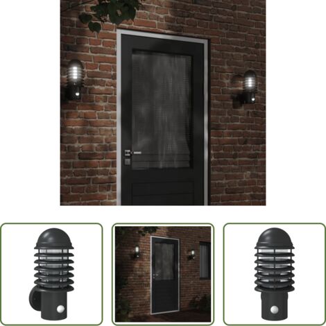 vidaXL Sensor de movimiento -  Aplique de exterior con sensor acero inoxidable negro