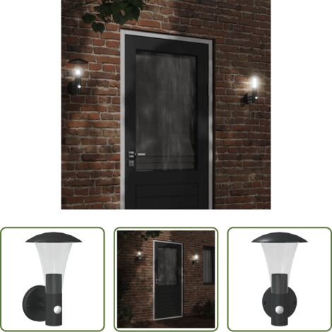 vidaXL Sensor de movimiento -  Aplique de exterior con sensor acero inoxidable negro