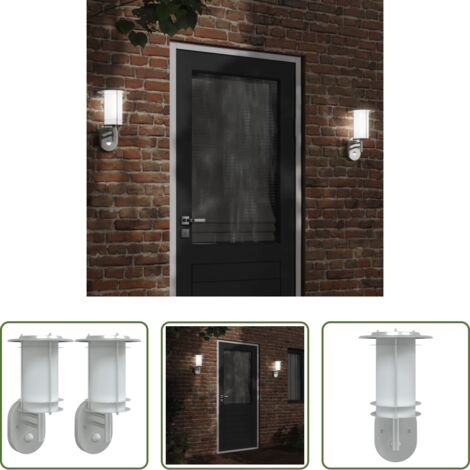 vidaXL Sensor de movimiento -  Apliques de exterior con sensor 2 unidades acero inoxidable